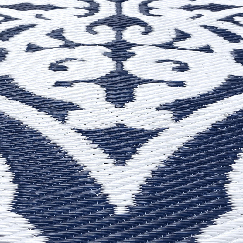 Tapis intérieur / extérieur bleu marine / blanc Facen, Rectangle 7 pi 10 po x 10 pi 2 po