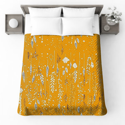 Couvre-lit matelassé à motif floral orange