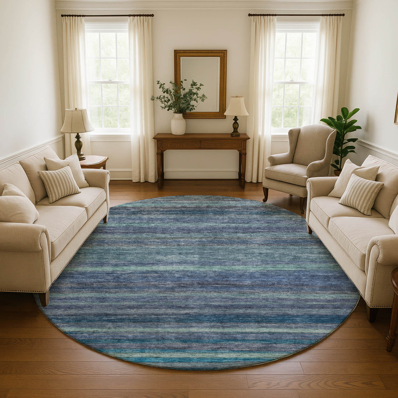 Premium Machine Washable Marasco AMF1639 Stripes Rug, Round 8'