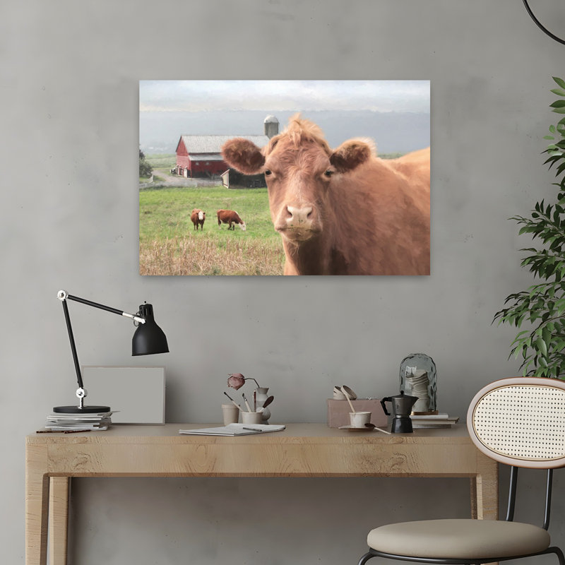 Vache Nosy, paysage abstrait moderne, art mural, 16" H x 24" W