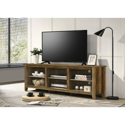 Meuble télé avec tablettes ouvertes et gestion des câbles Bernardo Knotty Oak