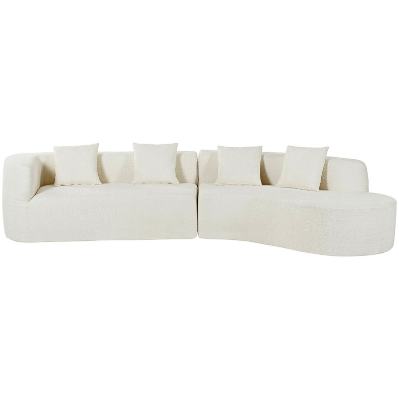 Canapé modulaire de 132 po au design incurvé, canapé modulaire en chenille 2 pièces avec 4 coussins, éponge moelleuse et coussin à ressorts, grand canapé modulaire en éponge pour le salon
