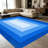 1PC gradient blue geometric concentric rectangle area rugs for Living Room, Soft and Comfortable, Suitable for all seasons, easy-to-maintain, machine washable Indoor floor mat, Under Table Farmhouse suitable for Dining Table, Bedroom, Kitchen-129934907