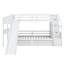 Lit superposé simple au-dessus de simple avec escalier, glissade, bureau, lit superposé en bois massif avec tiroirs de rangement et tablettes, pour enfants, adolescents, adultes-664893564