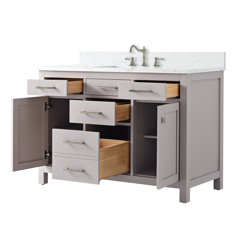 Meuble-lavabo simple Ajhane, Taupe / nickel brossé