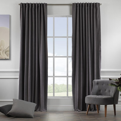 Amoya Velvet Room Darkening Curtain Pair
