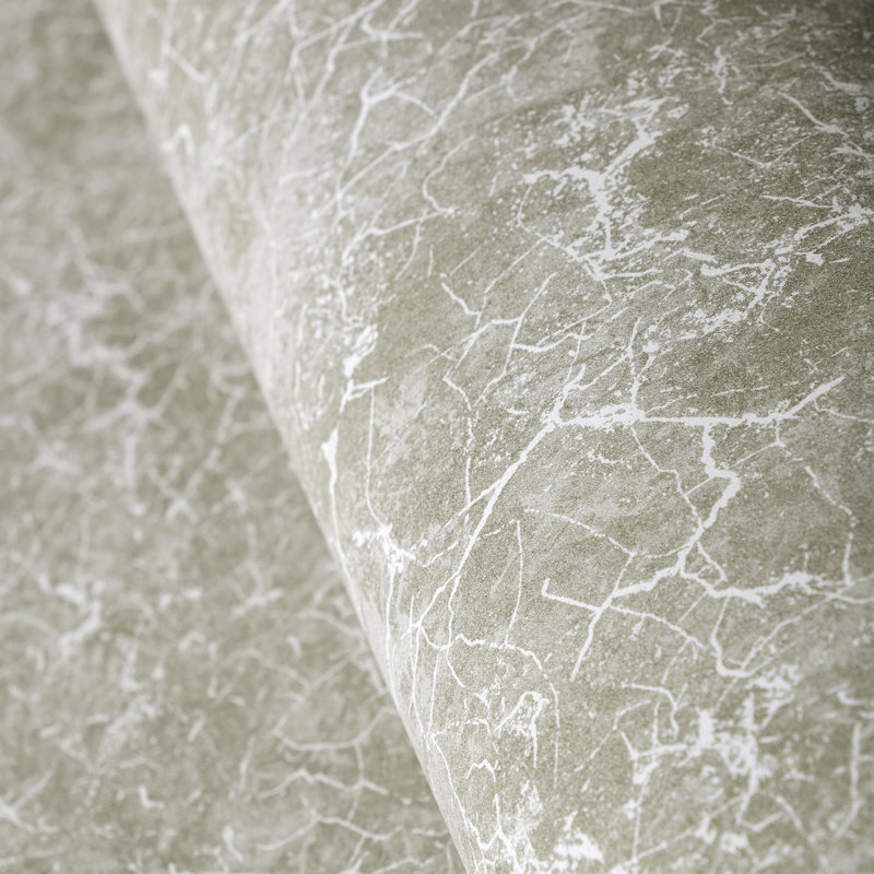 Azulejo Distressed Marble Crackle 33' L x 21" W Wallpaper Roll, Sand Beige