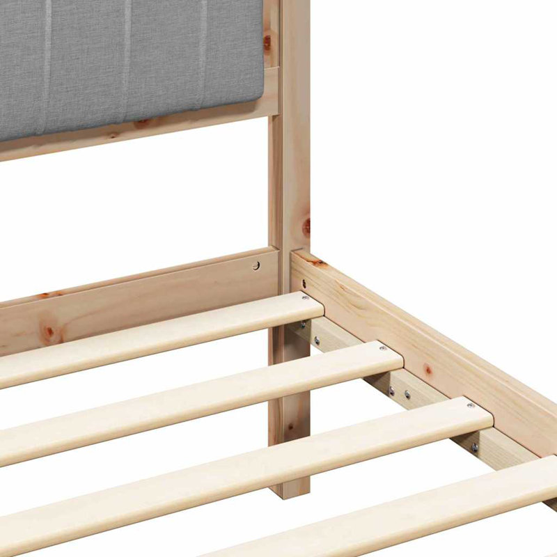 Solid Wood Bed, Natural/Light Grey, European Kingsize (160 x 200 cm)
