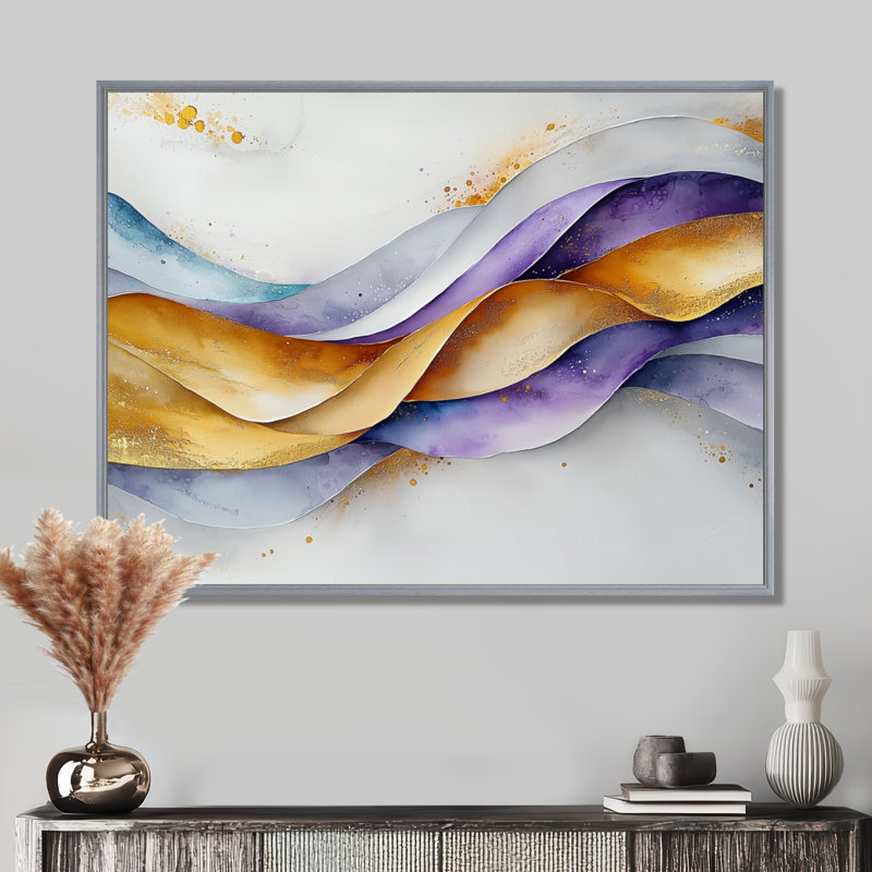 Amaral - Abstract Wall Art, Argent, H 30 po x l 40 po, Cadre flottant