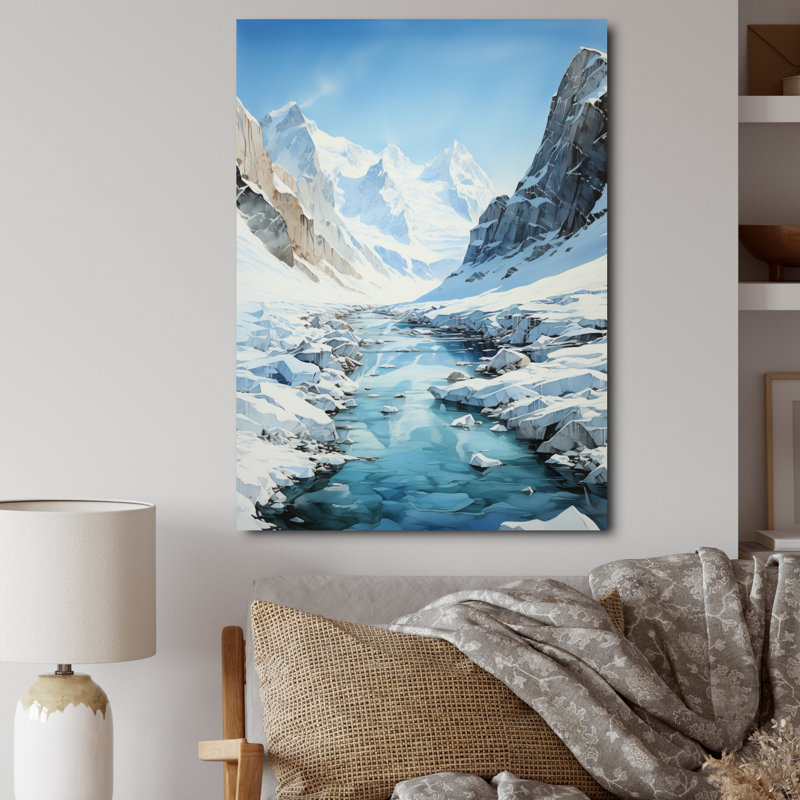 " Teal Glacier Frozen Horizon ", 40" H x 30" W x 1.5" D, Wrapped Canvas