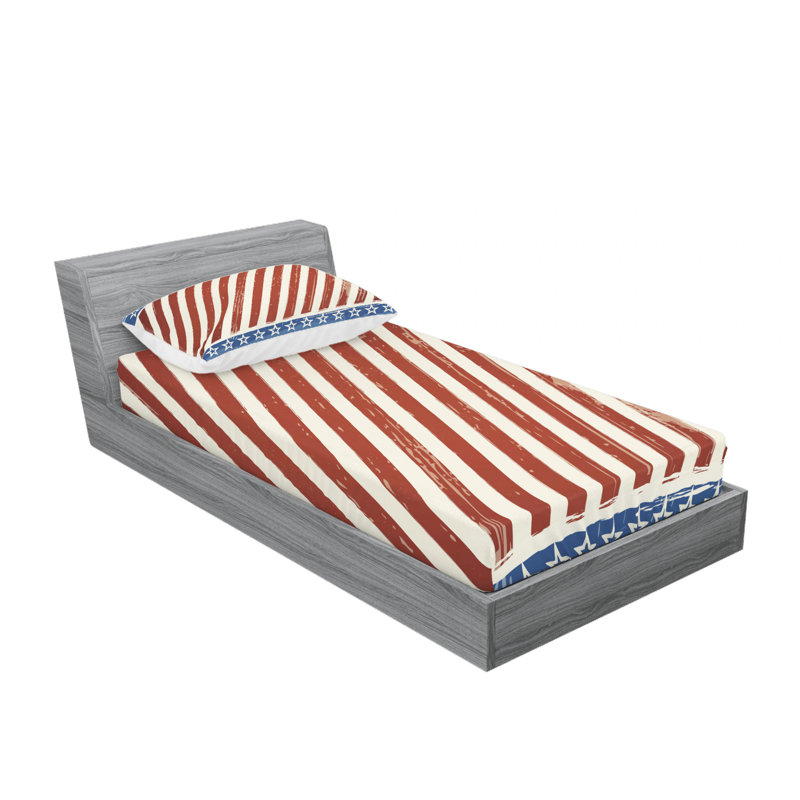 Microfiber Striped Sheet Set, Twin Sheet Set with Fitted Sheet