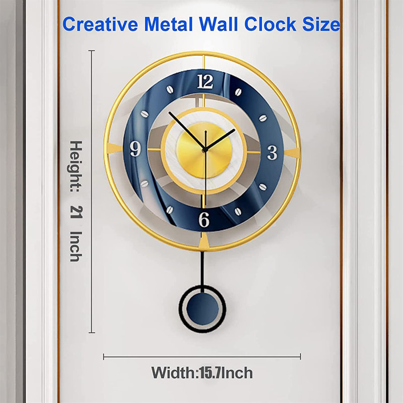 Kjera Metal Wall Clock, Blue/Gold