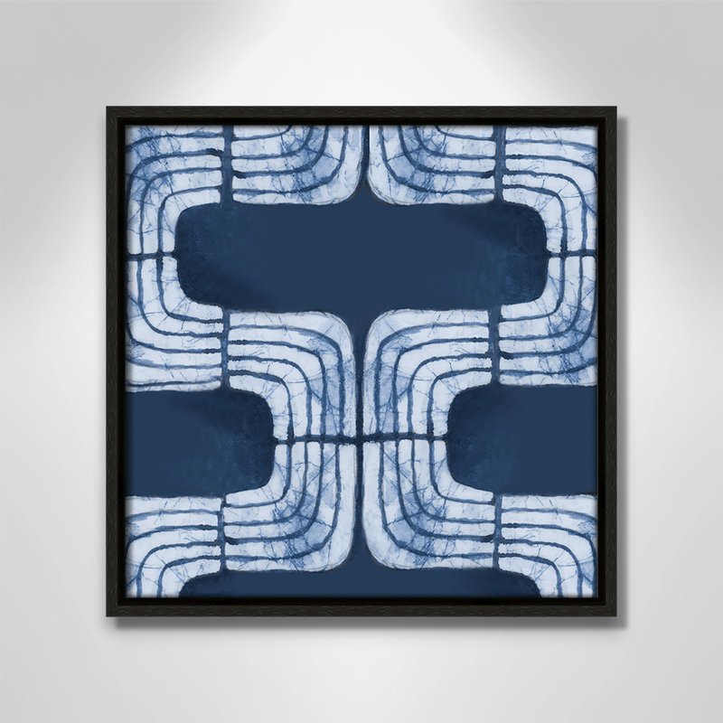 «Blue Batik I Print» par Emma Peal, Espresso, H 13,5 po x l 13,5 po