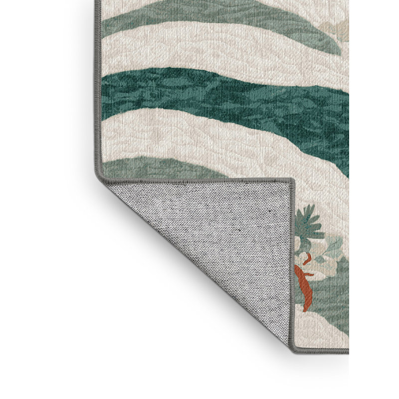 Machine Washable Gray Area Rug, Square 5'