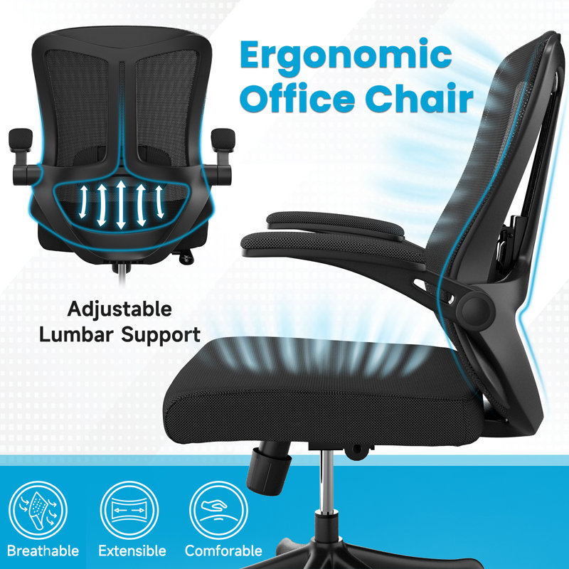 Fauteuil de bureau ergonomique Treve Maegan Home, Noir, Noir