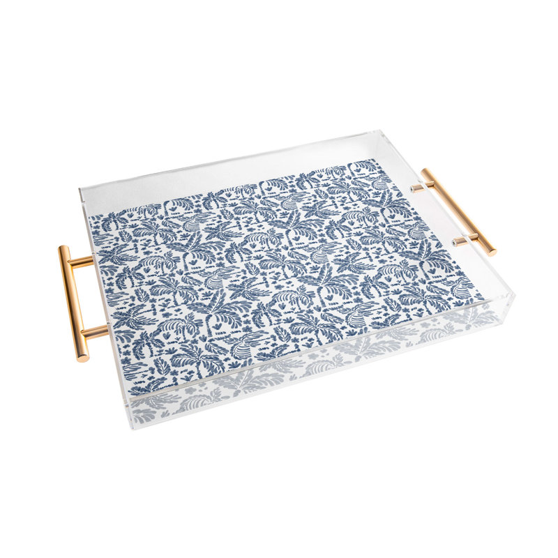 Plateau en acrylique Cassidy Rae Marietta, Floral, Bleu / blanc