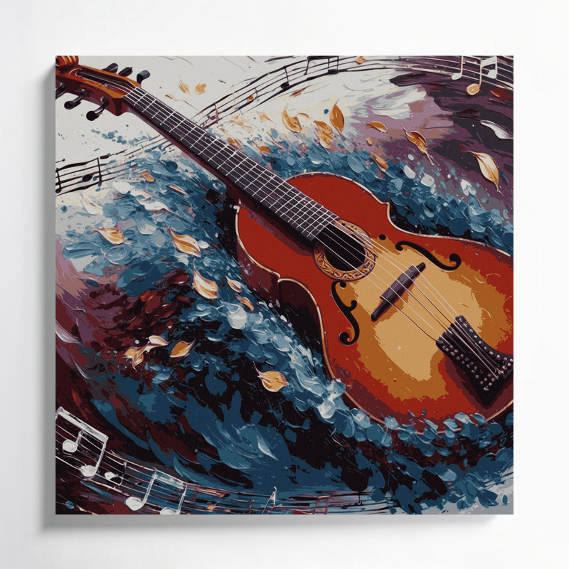 «Music Balalaika Brown», art mural sur toile, H 8 po x l 8 po