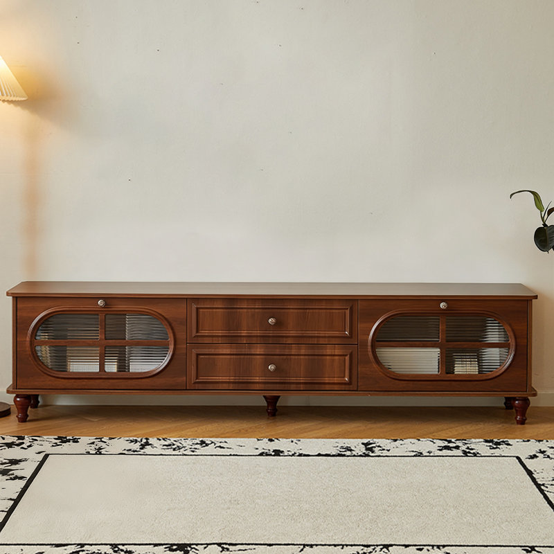 Meuble télé moderne en bois massif brun, H 21,85 po x L 78,74 po x l 15,75 po