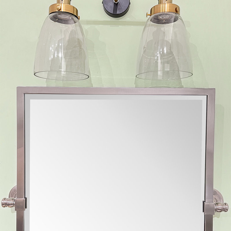 Metal Rectangle Mirror, Brushed Nickel, 36" x 24"