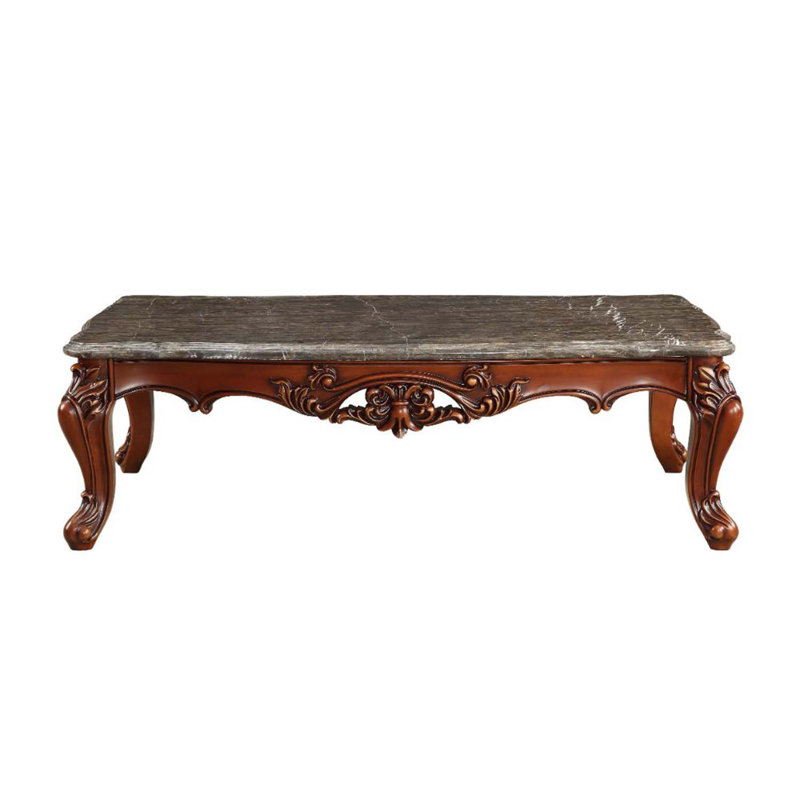 Eustoma Rectangular Coffee Table , Marble Top & Walnut Finish
