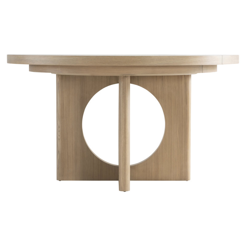 Mid-Century Modern 54" Round Extendable Wood Dining Table in Brown