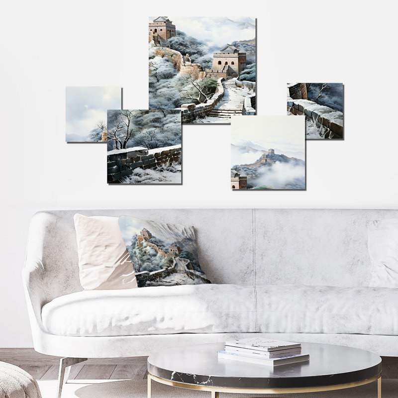«Great Wall of China Landscape III», ensemble de 5 reproductions d'art carrées
