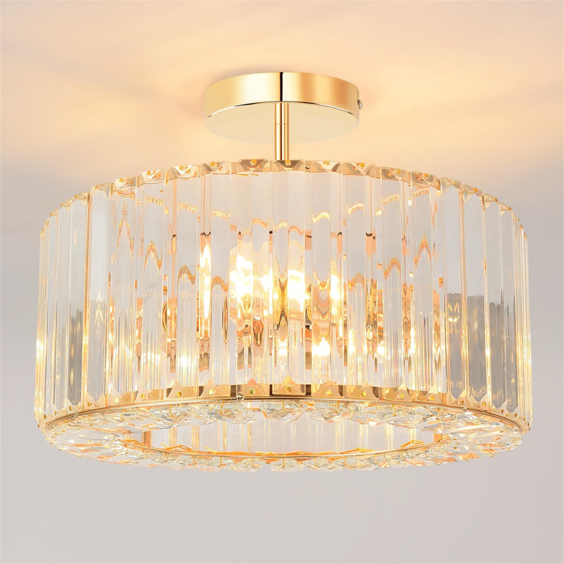 Crystal Semi Flush Mount, Gold