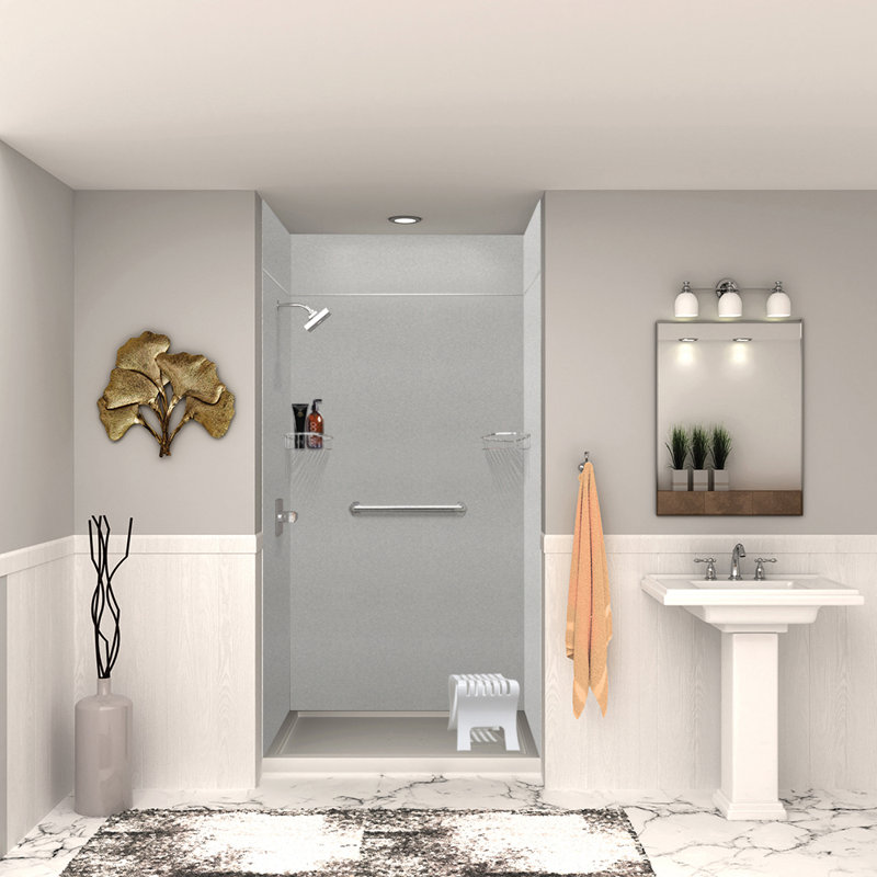 SaraMar 48'' W Gray Solid Surface Shower Wall Panels