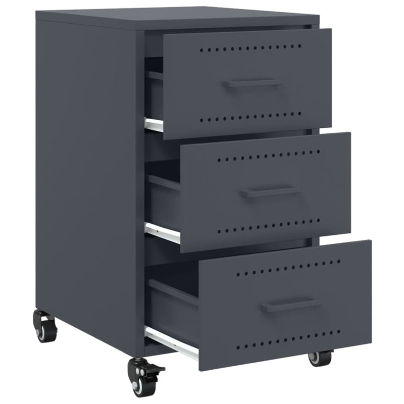 Aneyah 36cm W Steel Bedside Table, Anthracite