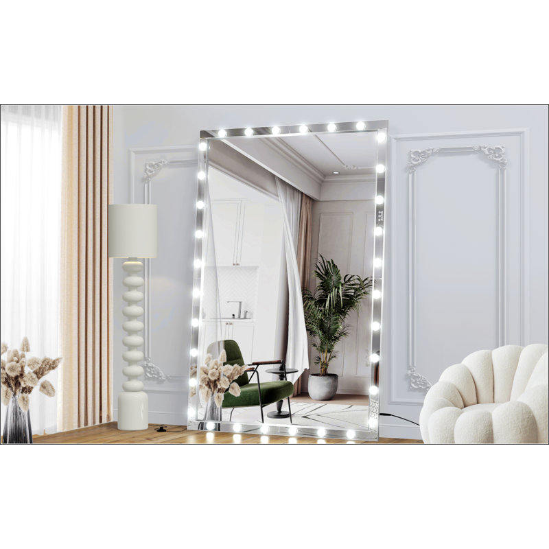 LED Full Body Mirror With Lights Extra Large Full Length Vanity Mirror With 3 Color Mode Lights