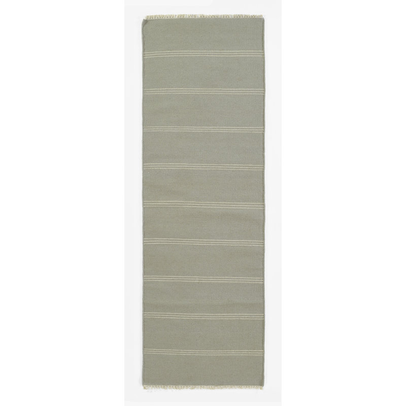 Hand Tufted Striped Area Rug in Blue, Runner 2'6" x 8'