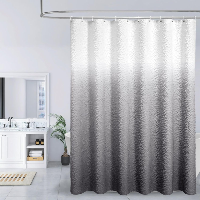 Ensemble de rideau de douche de luxe moderne avec motif géométrique en relief, œillets résistants à la rouille et tissu facile à nettoyer pour un décor de salle de bain élégant