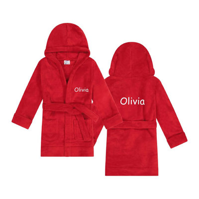 Brookeville Fleece Kid Above Knee Bathrobe with Pockets and Hood