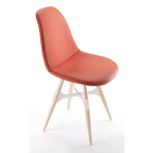 ZigZag 18'' H Genuine Leather Upholstered Side Chair