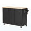 Îlot de cuisine cannelé de 51 po avec abattant, îlot de cuisine Farmhouse sur roulettes avec support de rangement interne, chariot de cuisine roulant avec porte-serviettes pour la cuisine, la salle à manger, le frêne noir-559067876