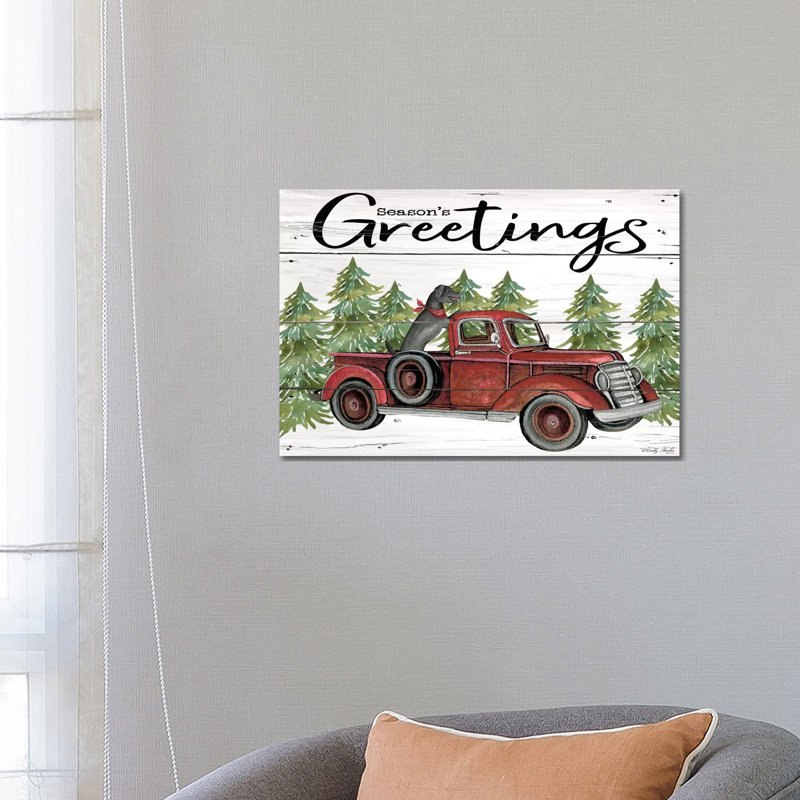 Season's Greetings Red Truck by Cindy Jacobs - Wrapped Canvas Print, 66.04 cm H x 45.72 cm W x 3.175 cm D