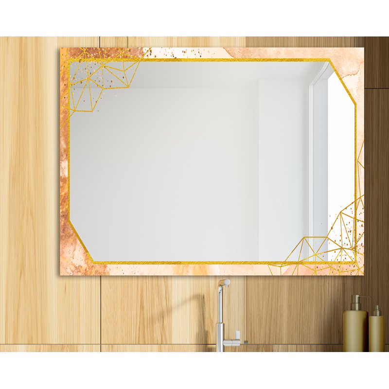 Cadre doré et rose 20 - Miroir glamour - Miroir mural moderne, H 29,5 po x l 39,4 po
