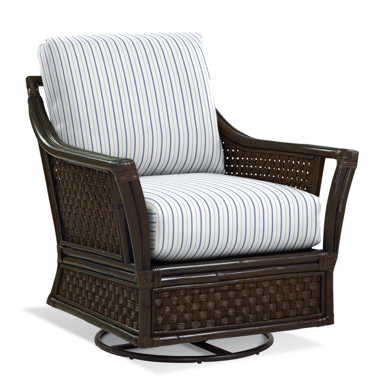 Boca Armchair, Cobalt Blue Stripe; 0204-64, Bisque