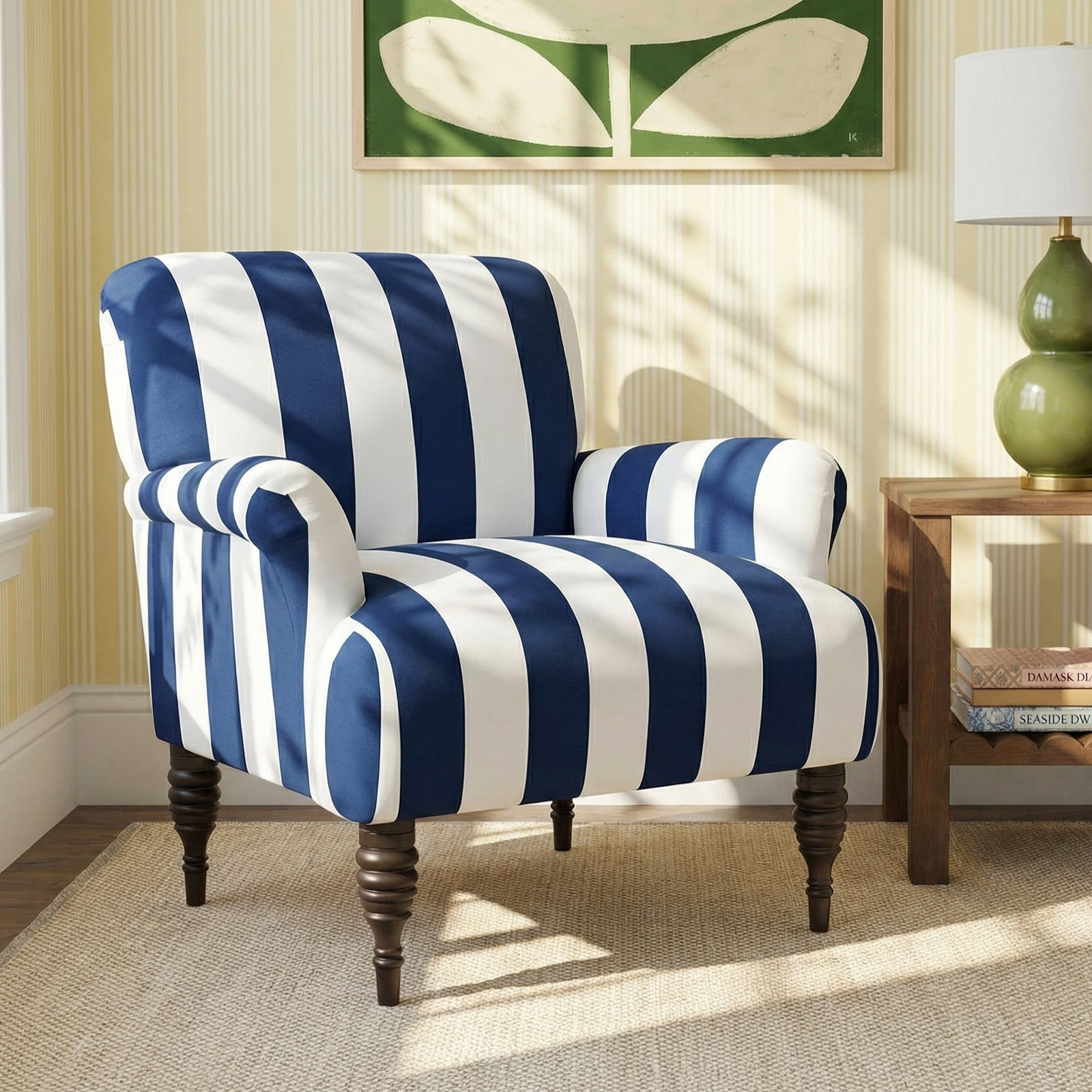 Fairhope Armchair, Navy Blue 100% Cotton