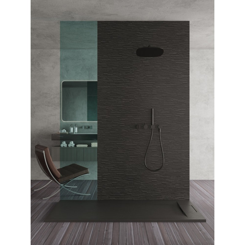 Base de douche en composite renforcé, 60 po x 32 po, Noir mat