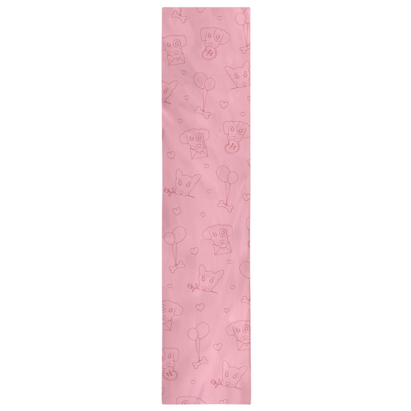 Chemin de table à la fête des chiens saint-valentin hol, L 72 po x l 16 po, Rose / Rouge, Mélange de coton