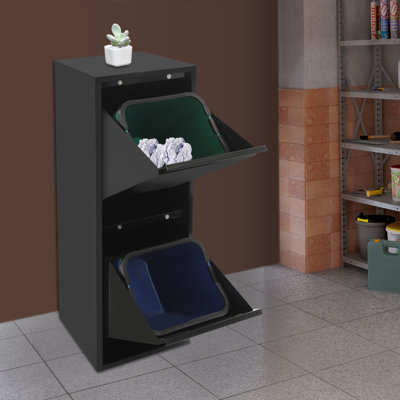 Tilt Out Trash Bin,Waste & Recycling Cabinet With 2 Buckets