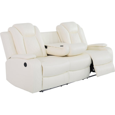 Ensemble de canapé inclinable en cuir Air avec lumières DEL, ports de chargement USB et porte-gobelets pour le salon