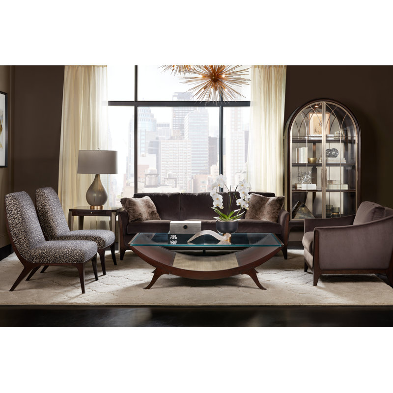 Sophia Mid-Century Brown Leather and Wood Armchair