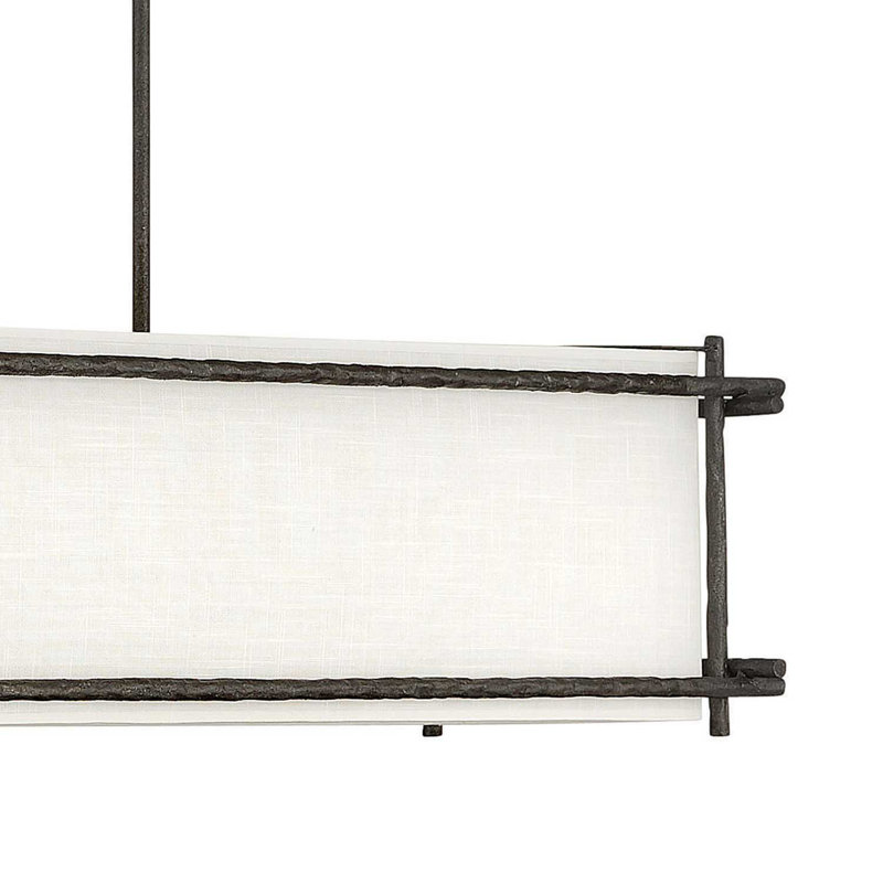 Tress 6-Light Hammered Metal Linear Chandelier, Iron Ore