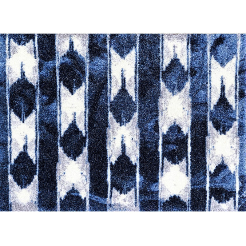 2' X 3' Shades Of Blue Abstract Stripes Washable Floor Mat