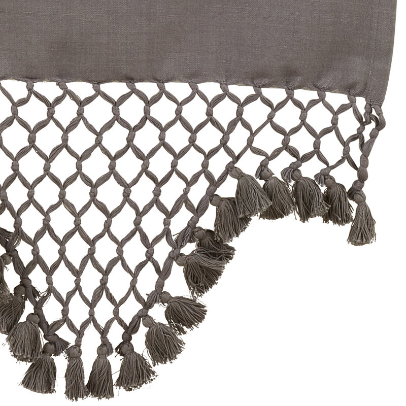 Grey Cotton Braided Tassel Table Runner, 16 x 72 in