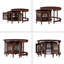 Table basse vintage rétro, six portes décoratives en forme de bambou et pieds rétro perlés