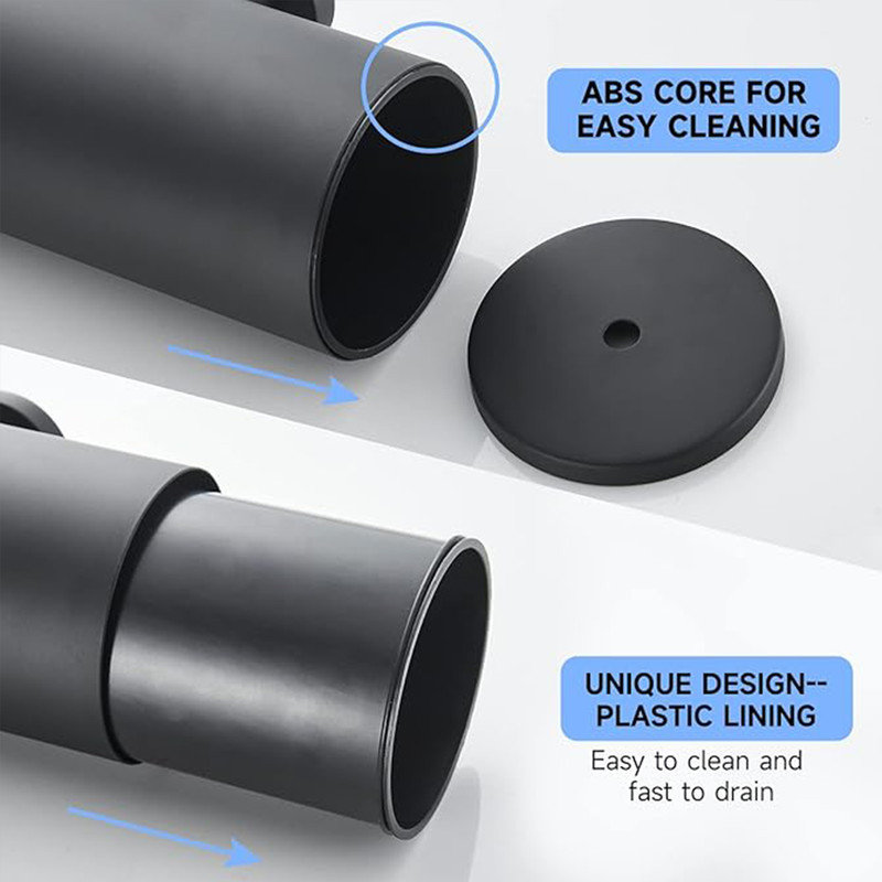 Matte Black Stainless Steel Wall-Mounted Toilet Brush and Holder