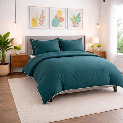 SLEEP RETREAT Cotton Duvet Cover Set with Pillowcases